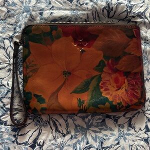 Floral Leather Wristlet